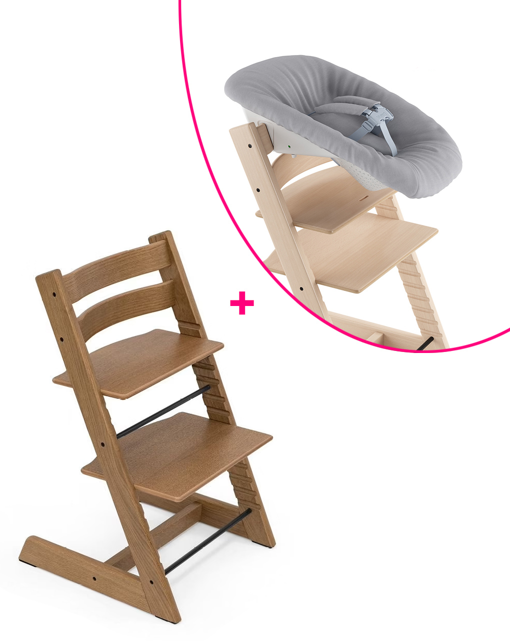 Tripp trapp rovere marrone + newborn set a un prezzo speciale - prodotto personalizzabile - stokke®