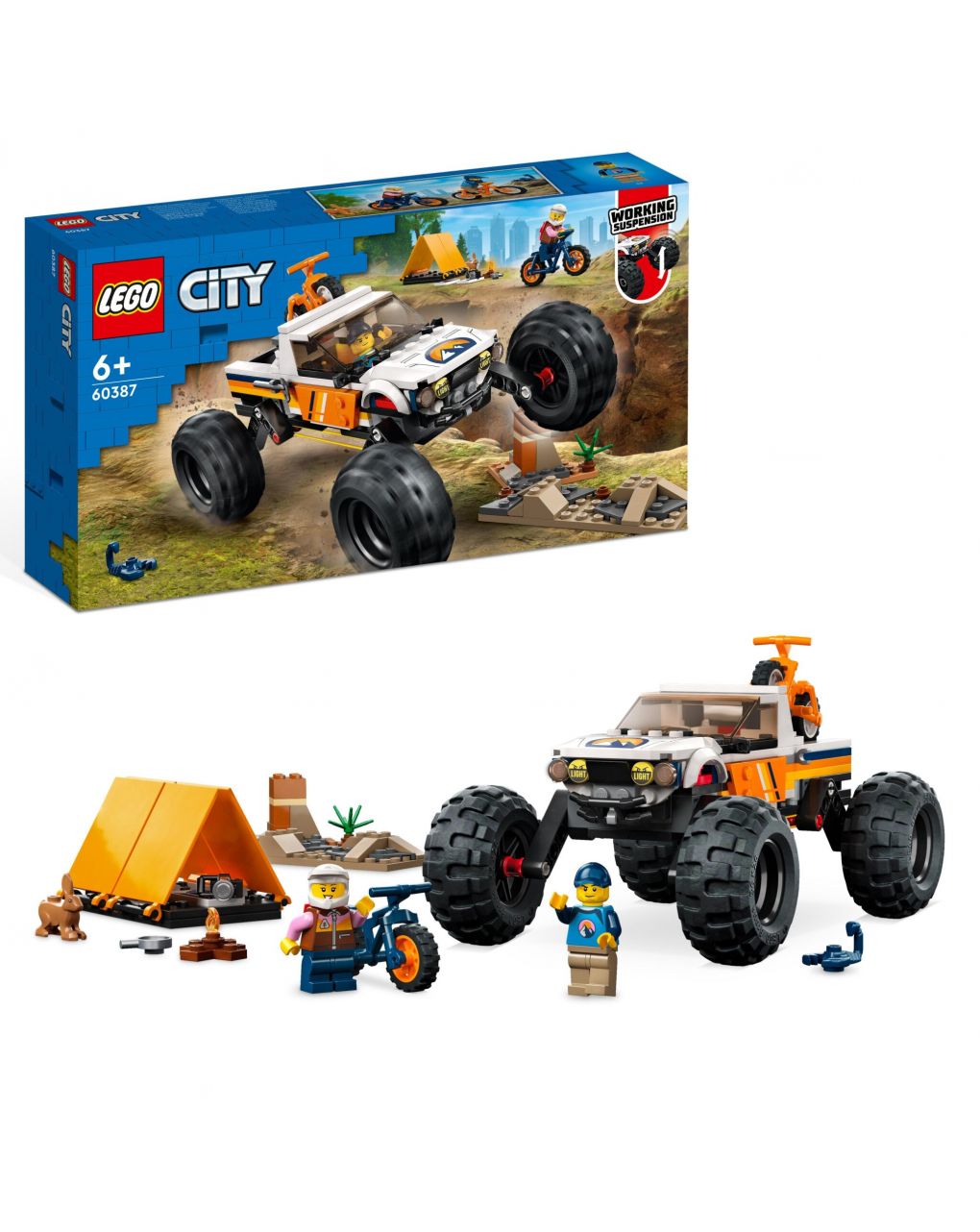 Avventure sul fuoristrada 4×4 - veicolo giocattolo stile monster truck e 2 mountain bike - lego city