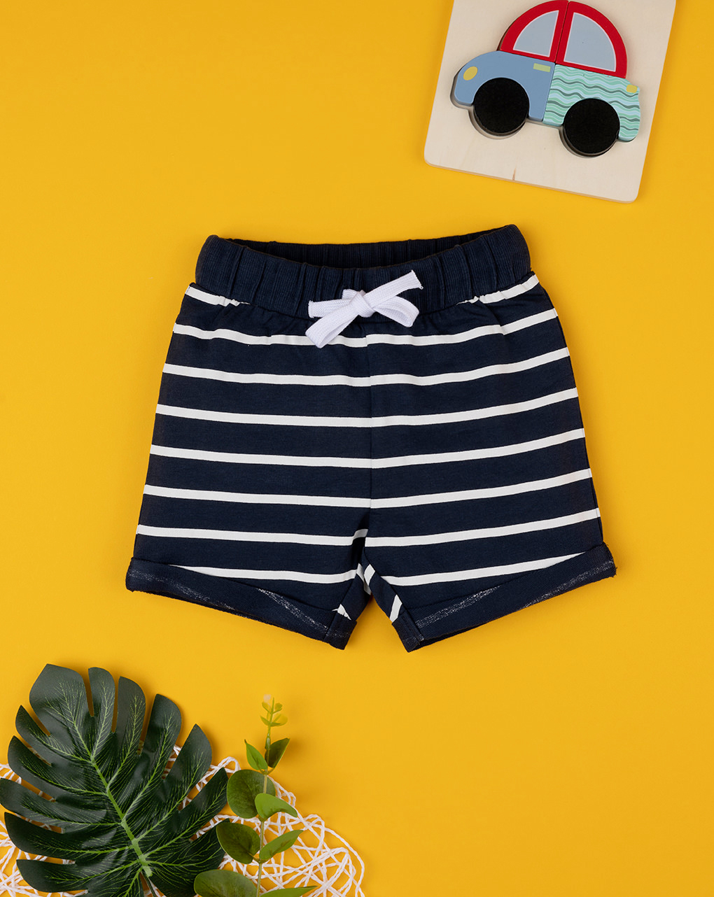 Shorts bimbo blu scuro rigato