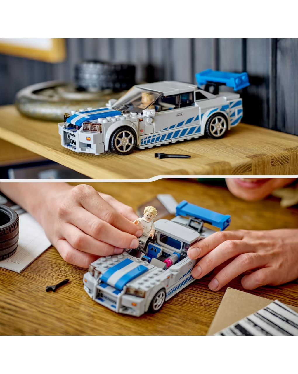 2 fast 2 furious nissan skyline gt-r (r34) macchina giocattolo da collezione - lego speed champions