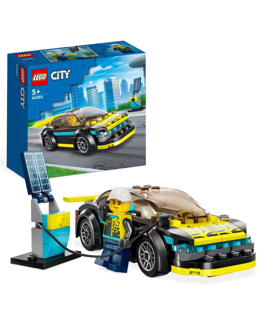 Auto sportiva elettrica - set supercar con pilota da corsa - lego city