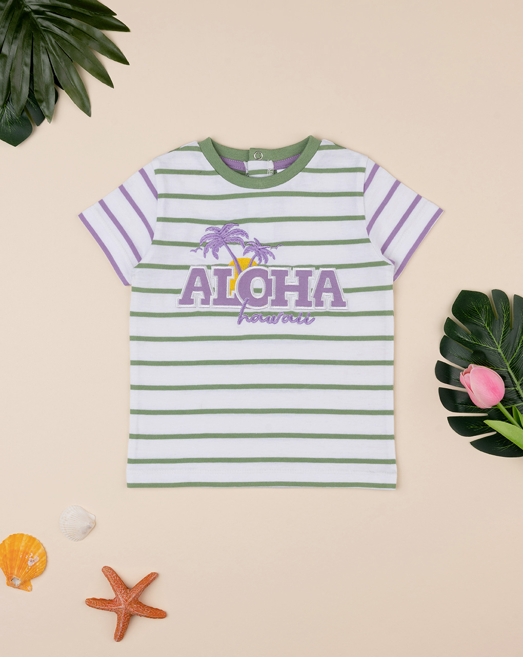 T-shirt rigata maniche corte da bambino "alhoa"