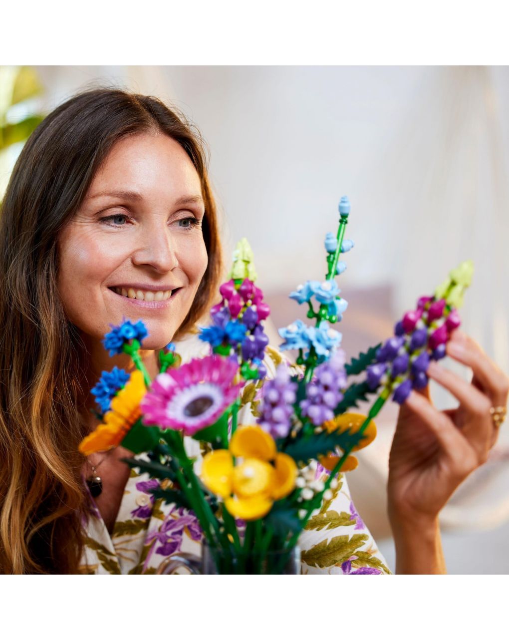Bouquet fiori selvatici finti con papaveri e lavanda artificiali 10-313  - botanical collection - lego icons