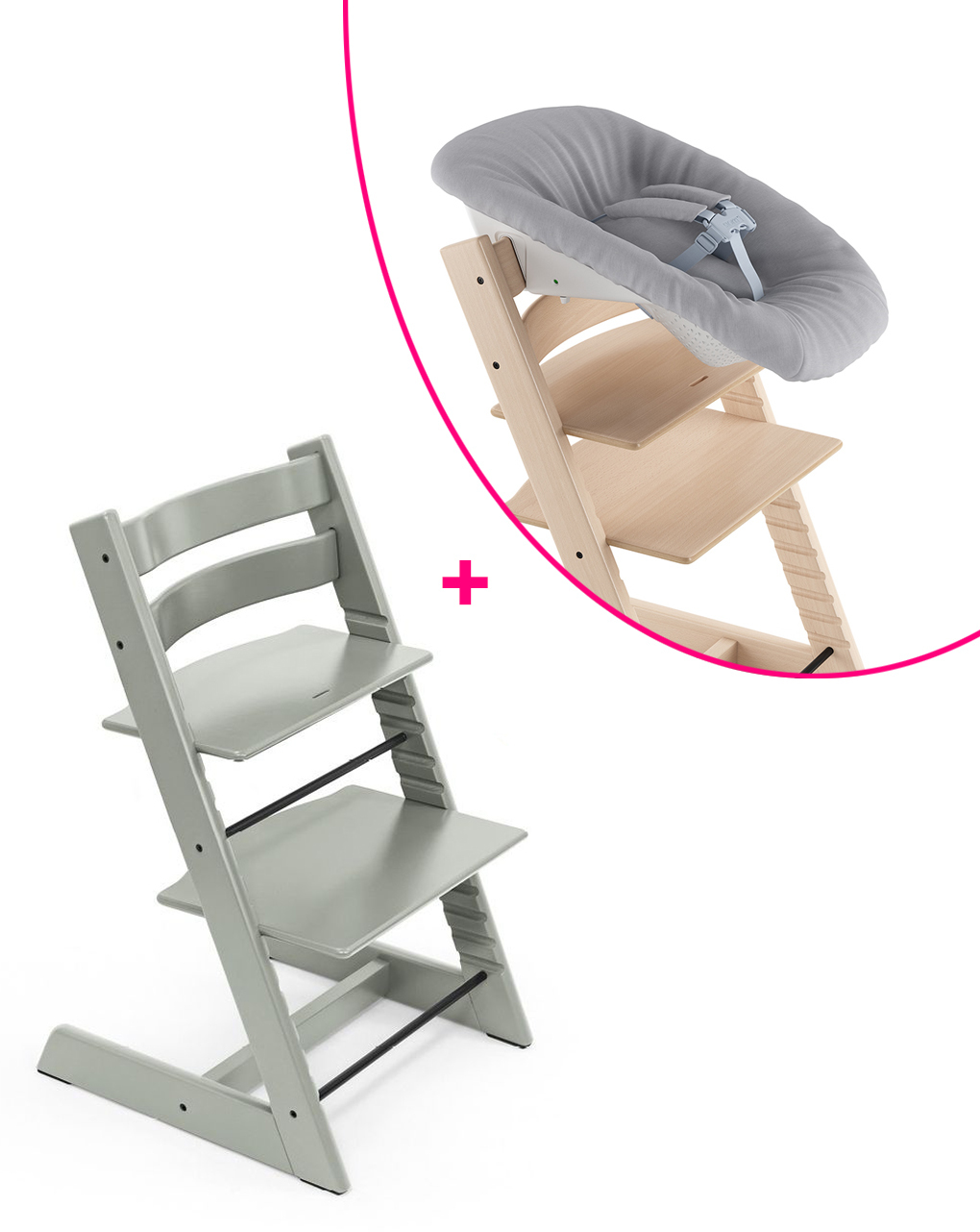 Tripp trapp glacier green + newborn set a un prezzo speciale - personalizzabile - stokke®