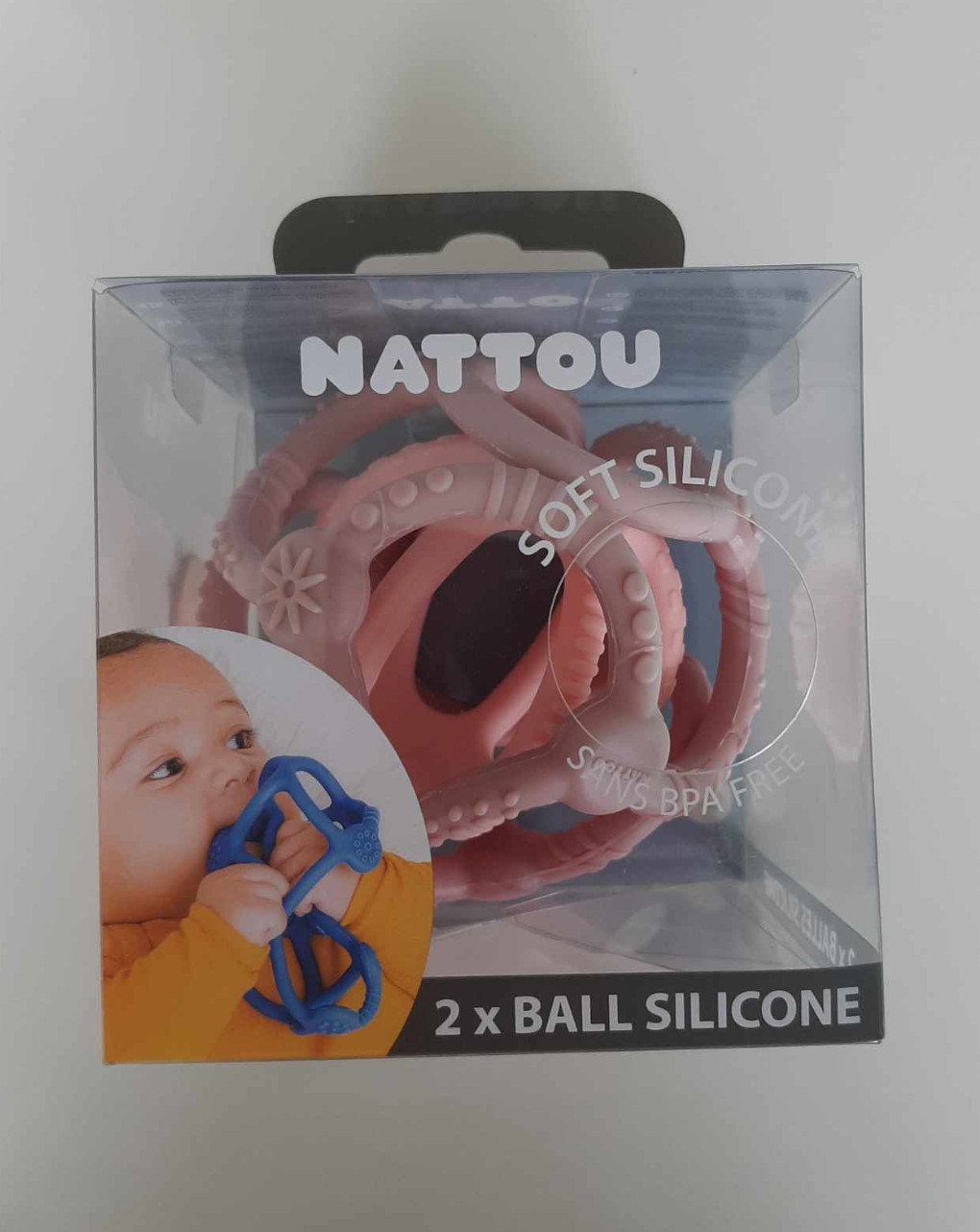 Set 2 palline in silicone rosa - nattou
