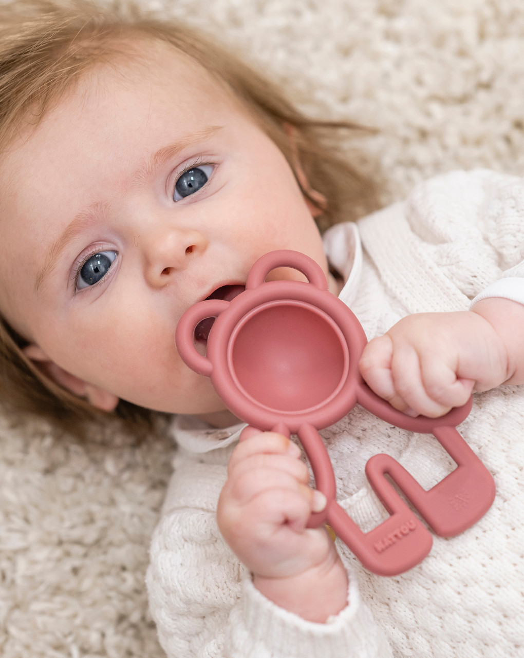 Sonaglio dentizione pop-it in silicone rosa - nattou