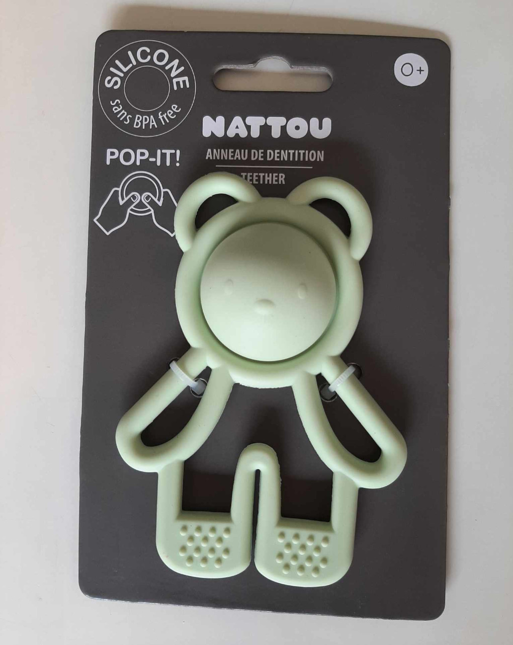 Sonaglio dentizione pop-it in silicone verde - nattou