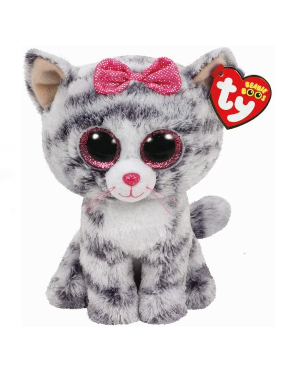 Kiki la gattina con gli occhi rosa scintillanti - peluche 15 cm - ty beanie boos