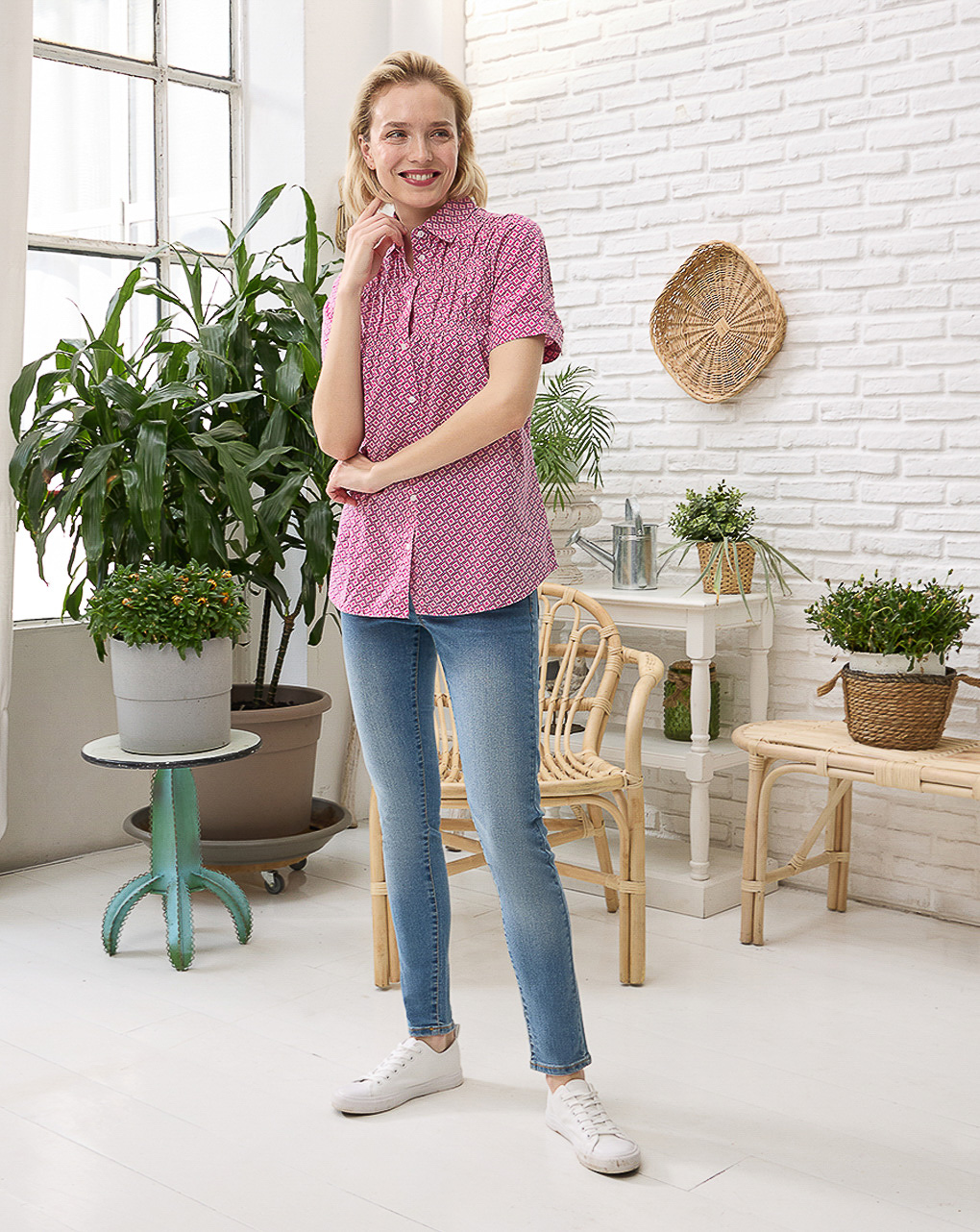 Camicia premaman allattamento fantasia rombi