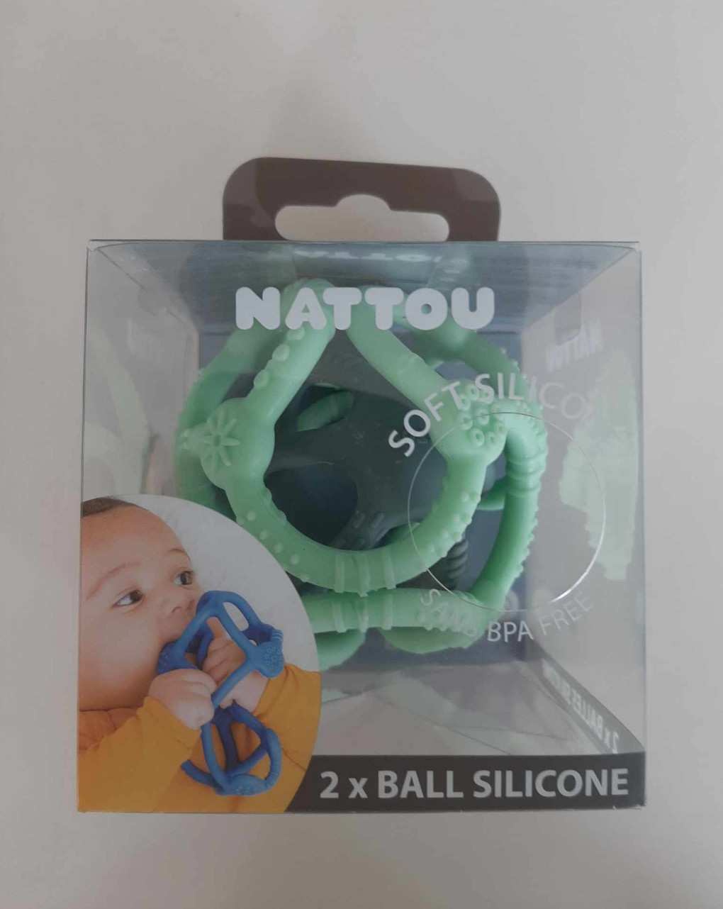 Set 2 palline in silicone verde - nattou