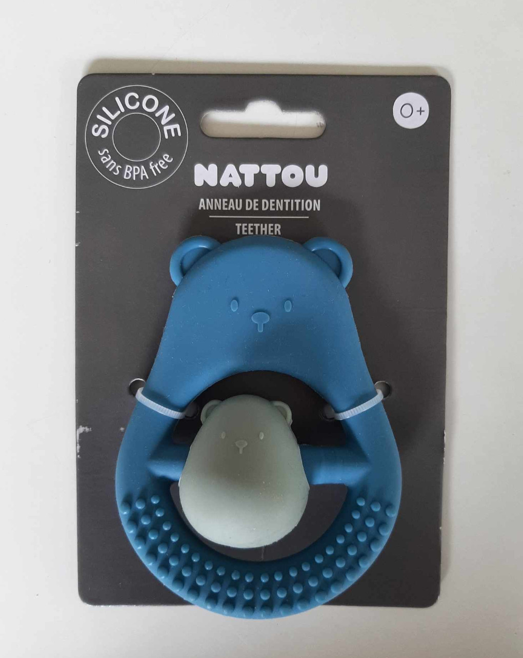 Sonaglio dentizione in silicone azzurro e verde - nattou