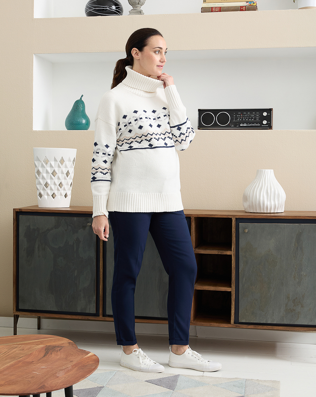 Maglione premaman con collo alto