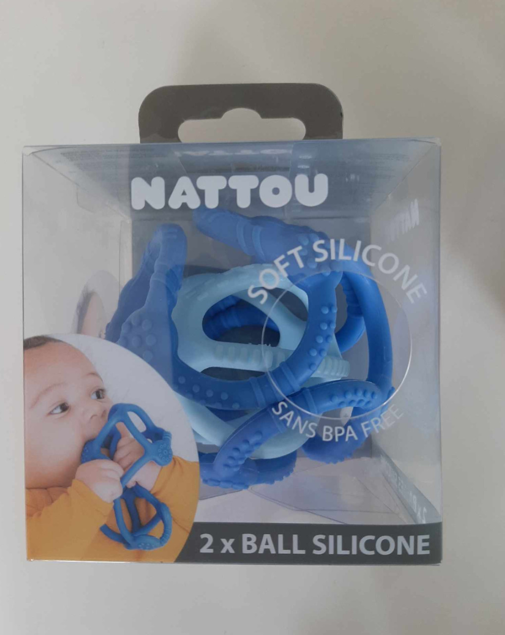 Set 2 palline in silicone azzurro - nattou