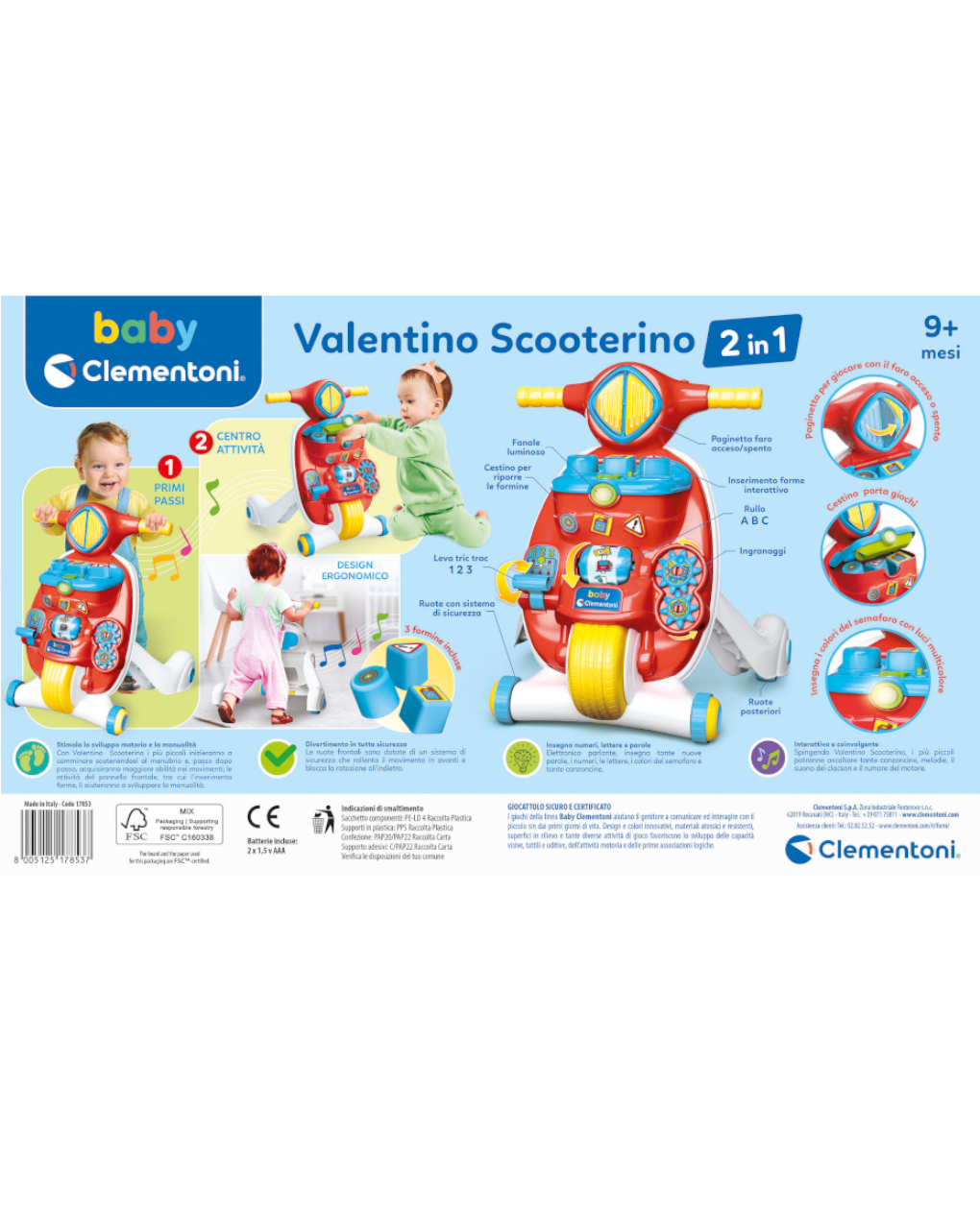 Valentino scooterino 2in1 - 9/36 mesi - clementoni