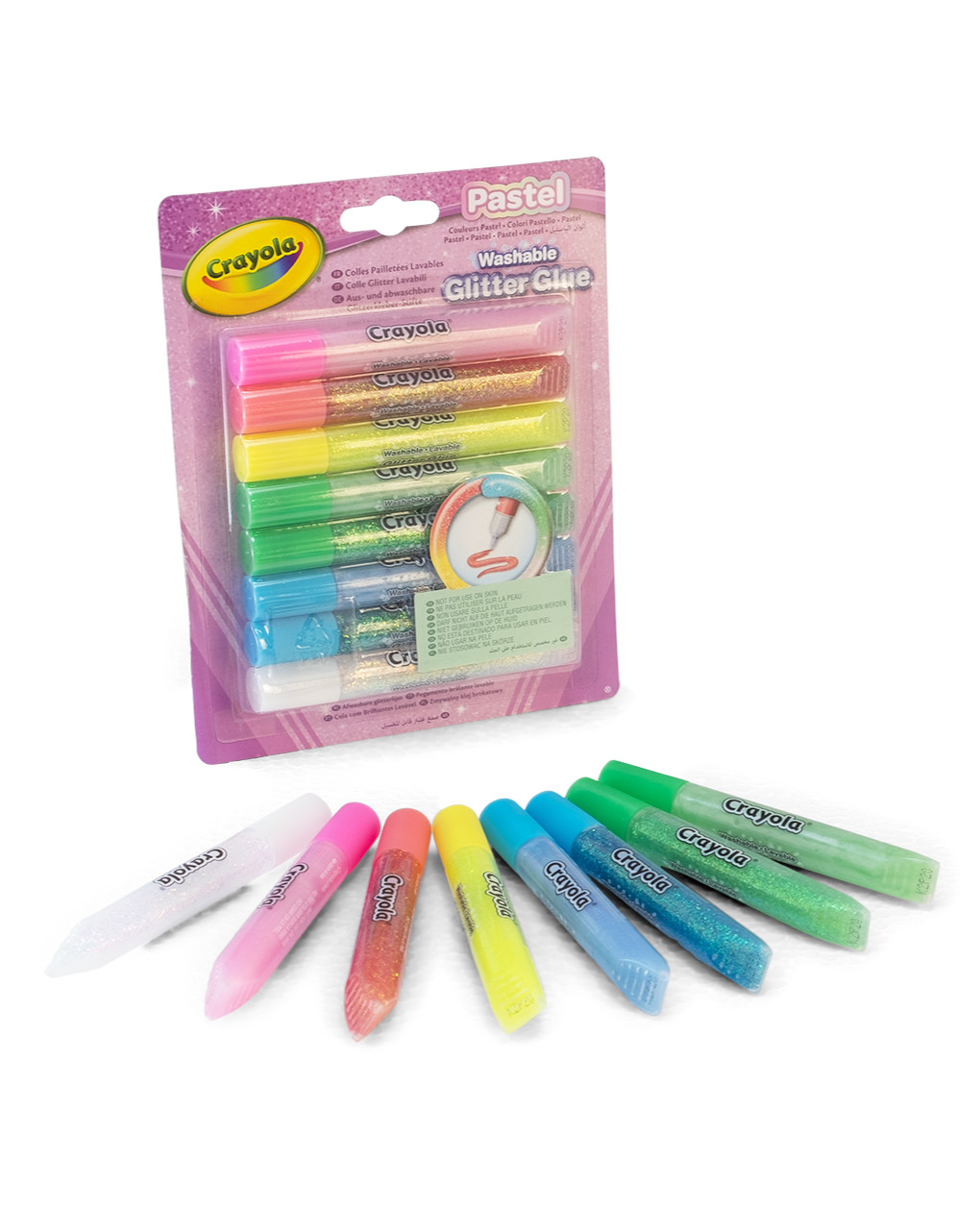 Colle glitter lavabili - confezione da 8 pezzi - crayola pastel