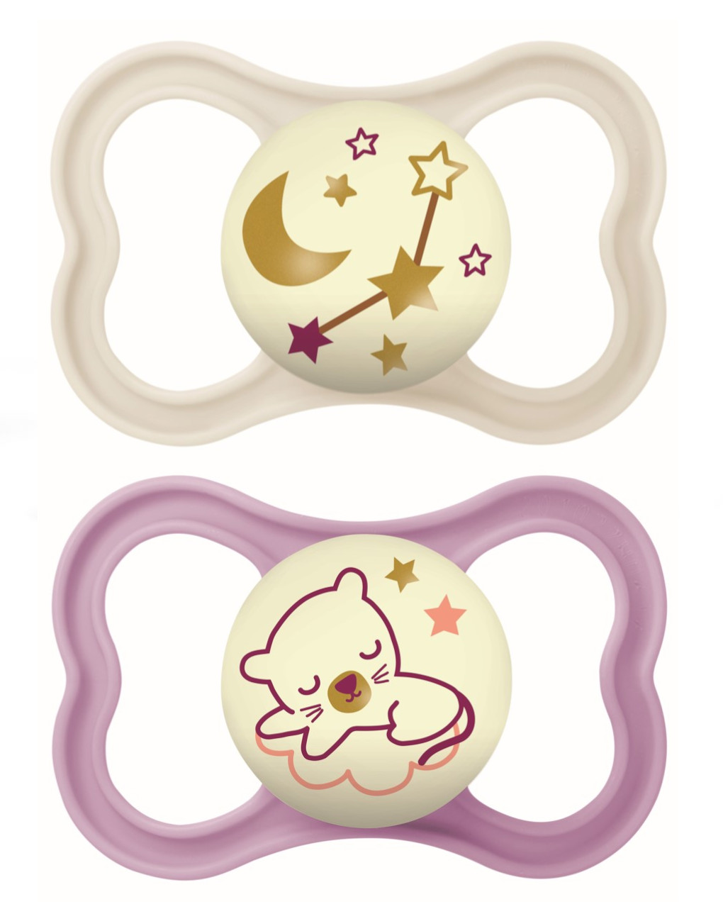 Succhietti air night 6+ in silicone - 2 pezzi - colore beige/rosa - mam
