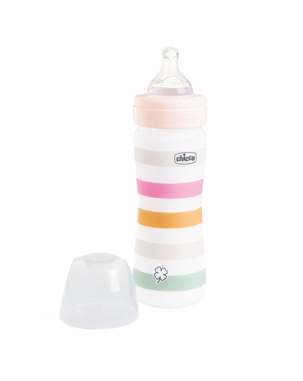 Biberon benessere 250ml flusso medio in plastica bianco rosa - chicco