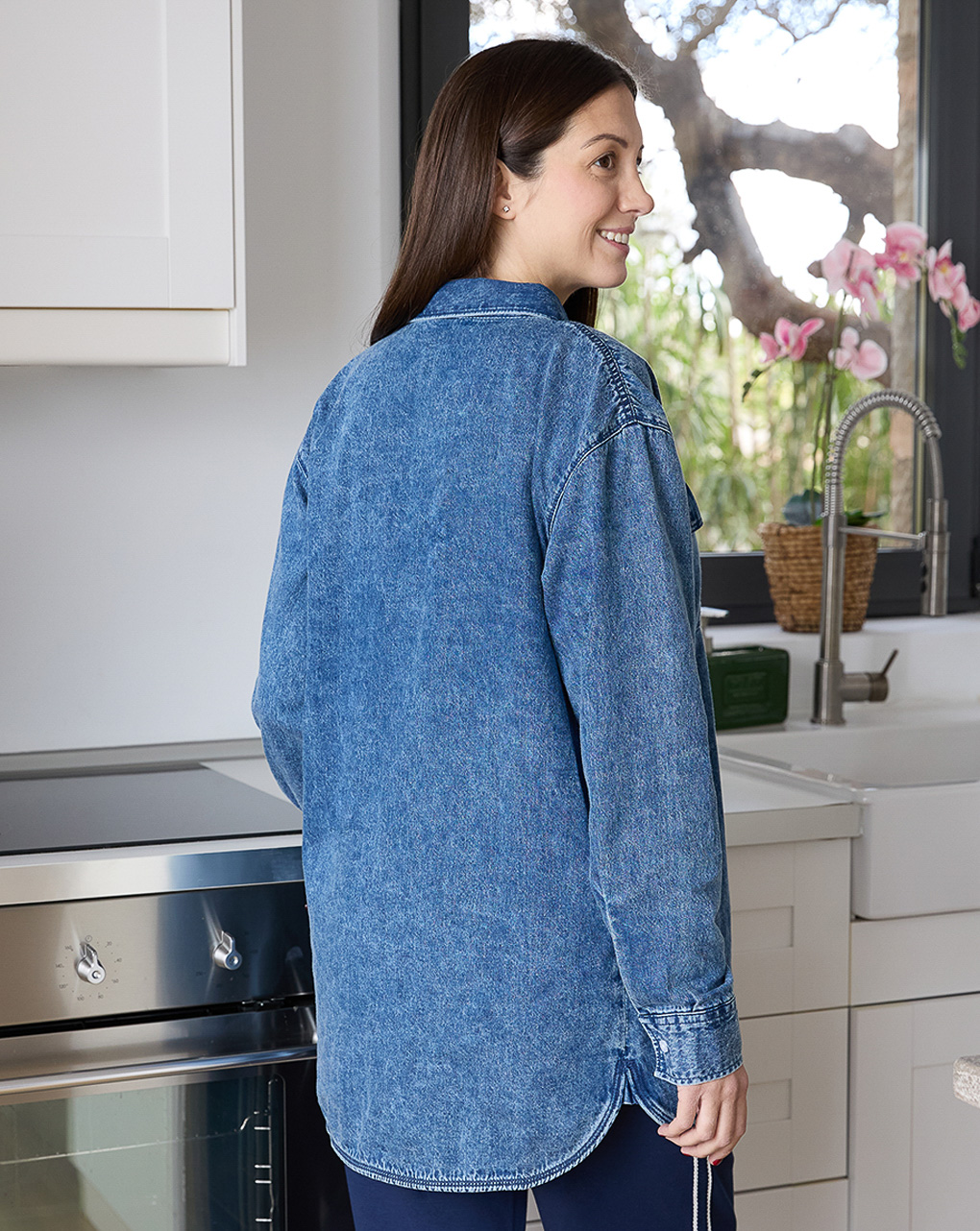 Camicia premaman allattamento in denim