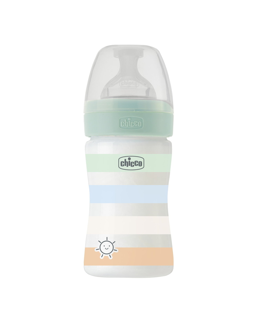 Biberon benessere 150ml flusso lento in plastica verde azzurro - chicco