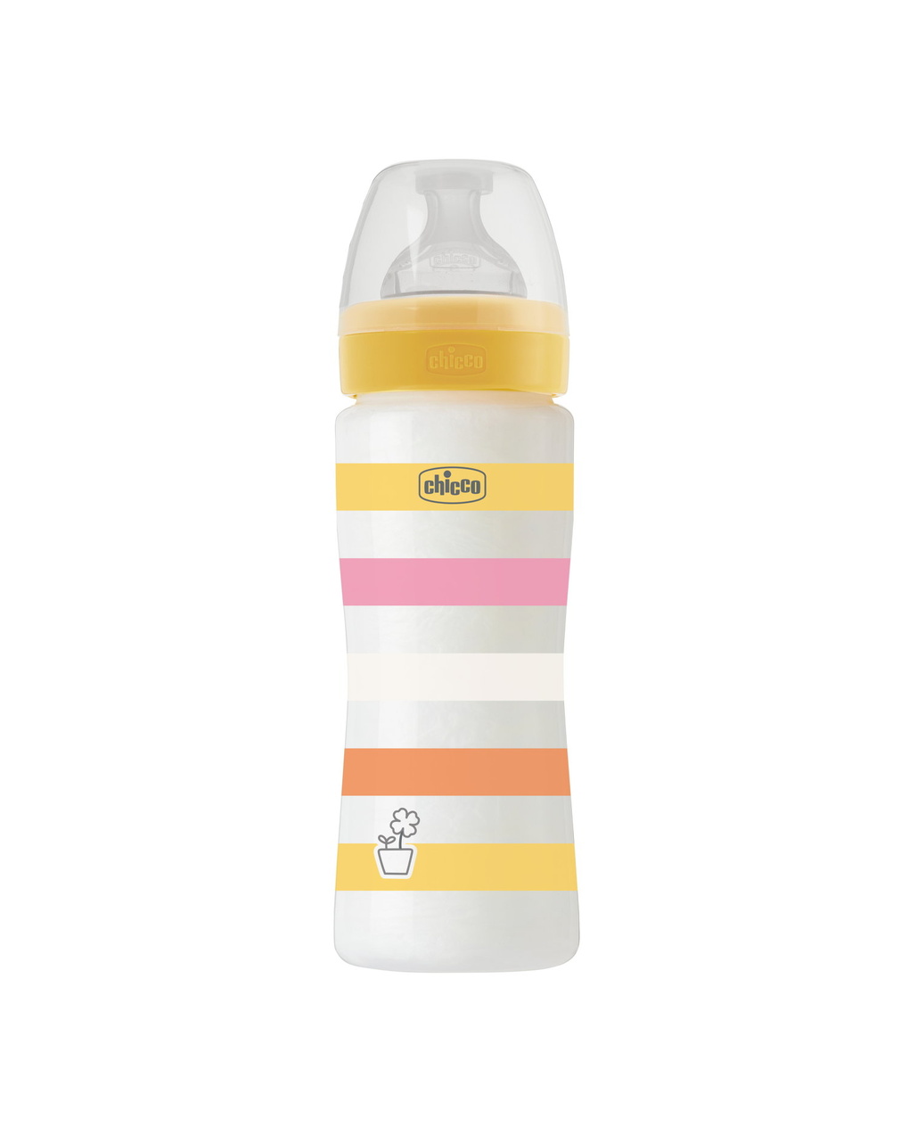 Biberon benessere 330ml flusso rapido in plastica giallo rosa - chicco