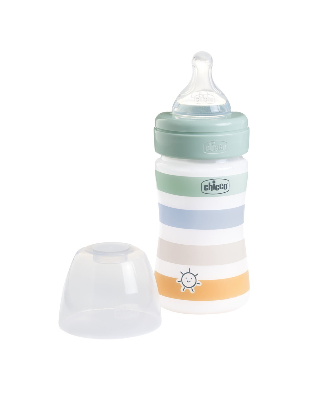 Biberon benessere 150ml flusso lento in plastica verde azzurro - chicco