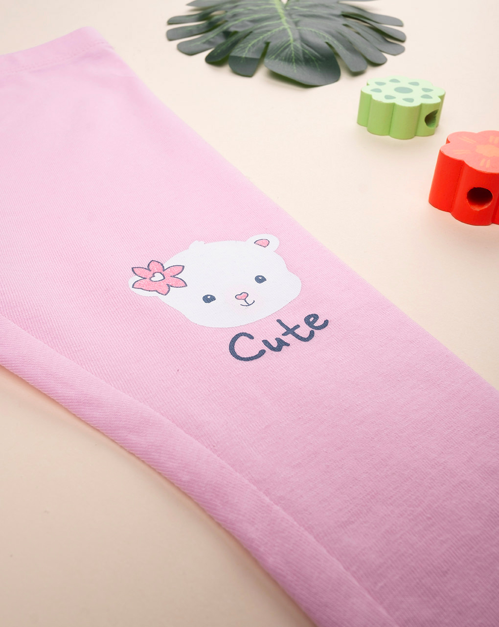 Leggings rosa bimba con stampa