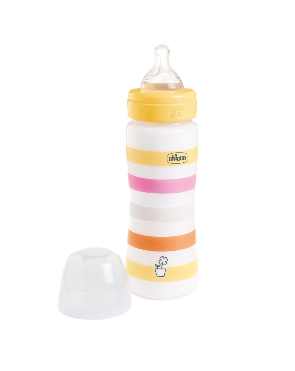 Biberon benessere 330ml flusso rapido in plastica giallo rosa - chicco