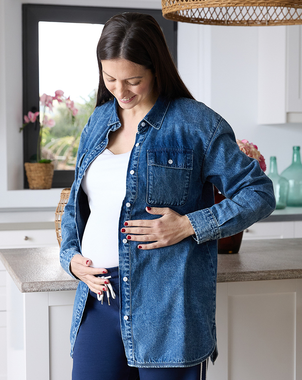 Camicia premaman allattamento in denim