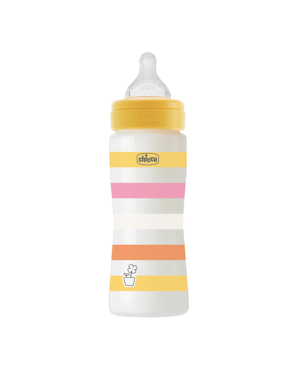 Biberon benessere 330ml flusso rapido in plastica giallo rosa - chicco