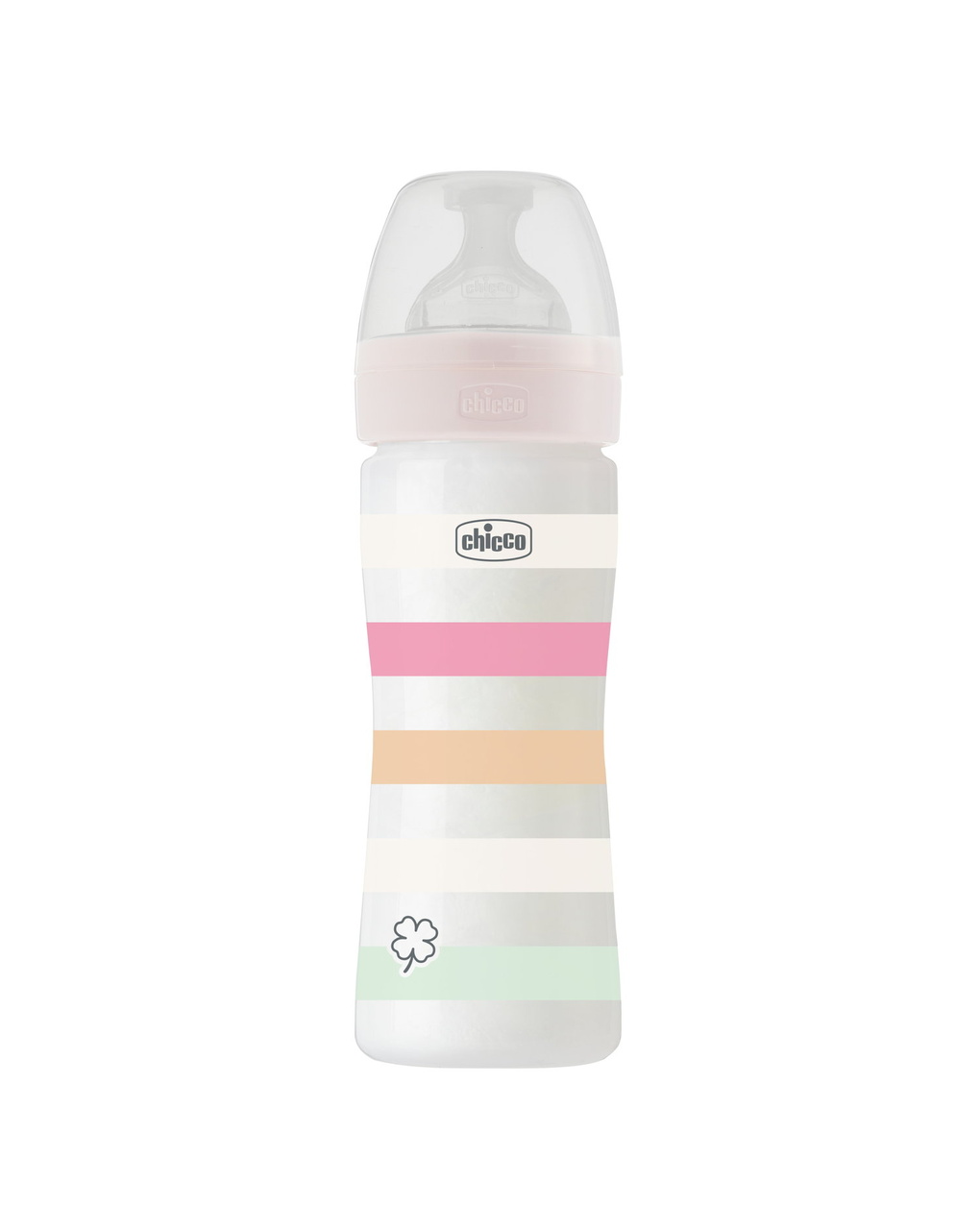 Biberon benessere 250ml flusso medio in plastica bianco rosa - chicco