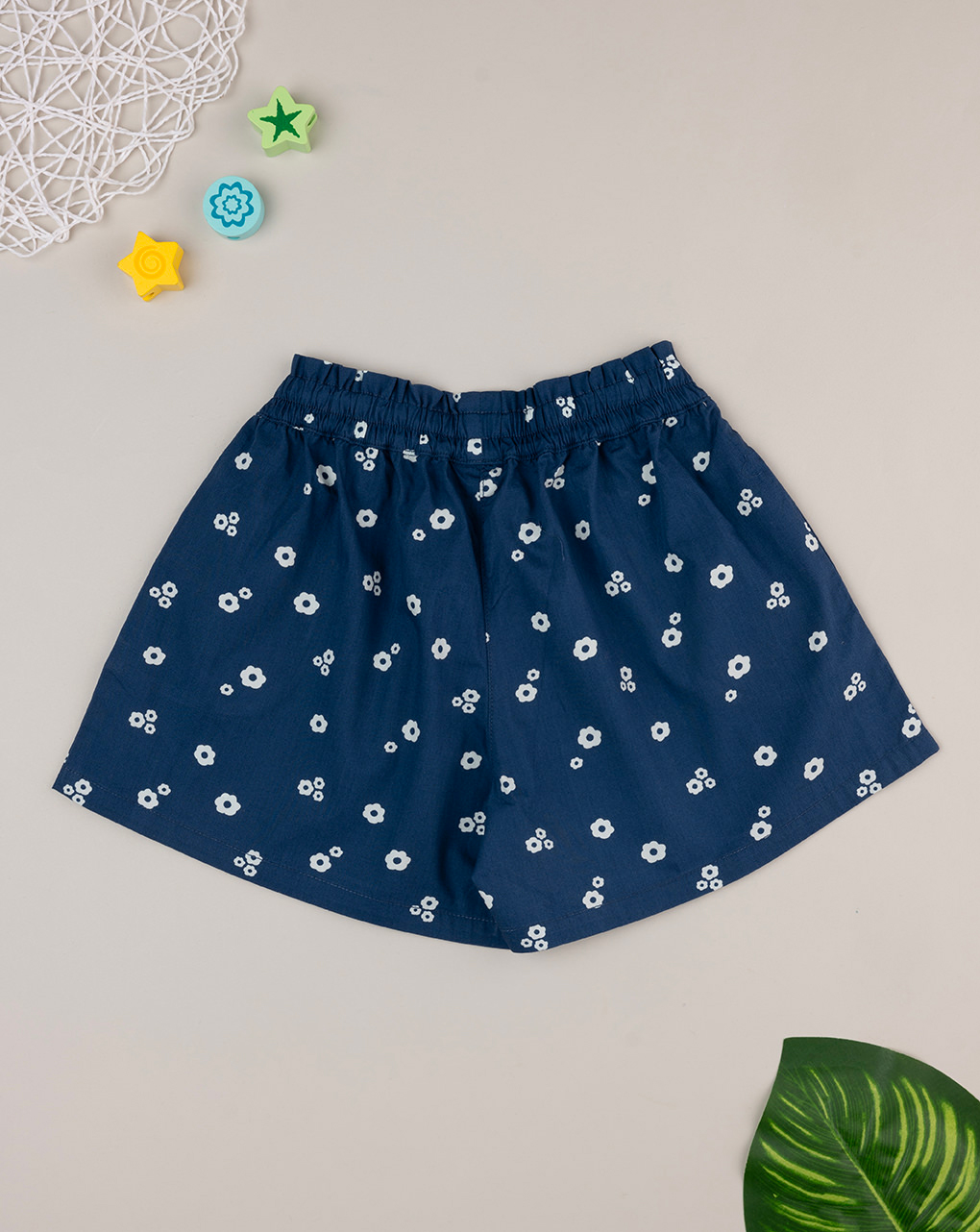 Shorts blu bambina con allover