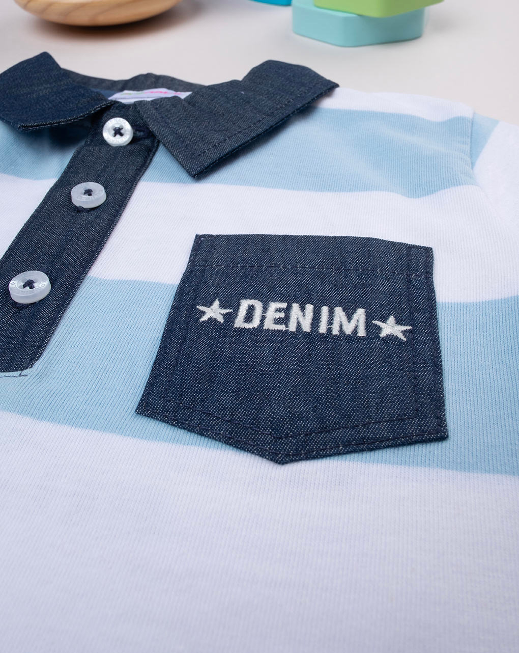 Polo rigata bimbo bianca/azzurra