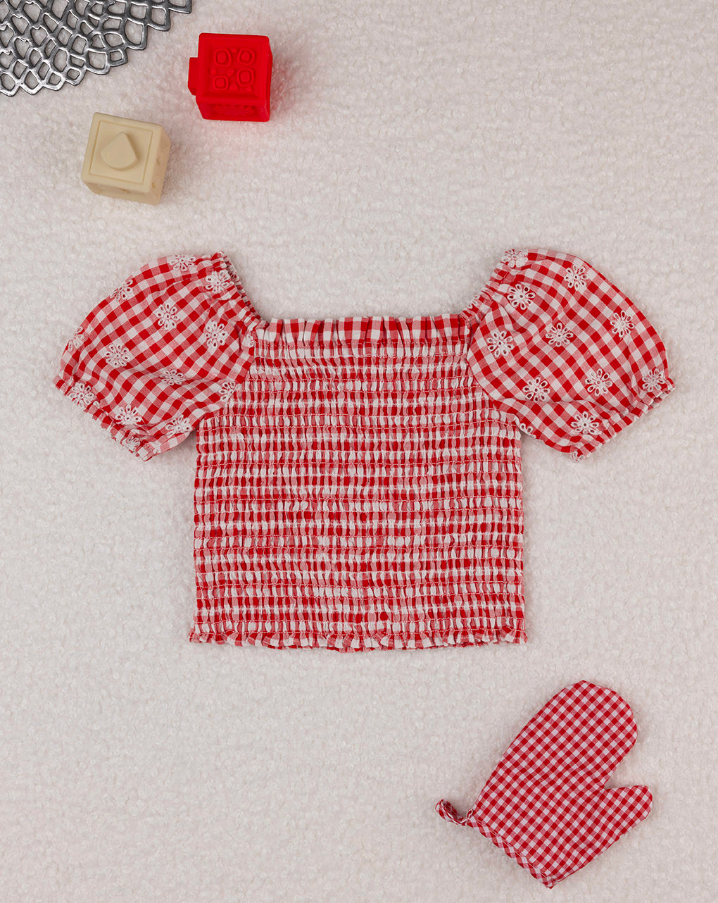 Camicia vichy con punto smock