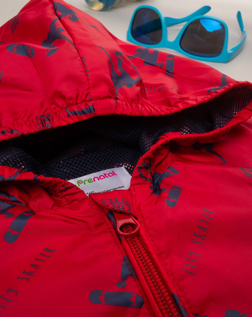 Kway bambino rosso con cappuccio