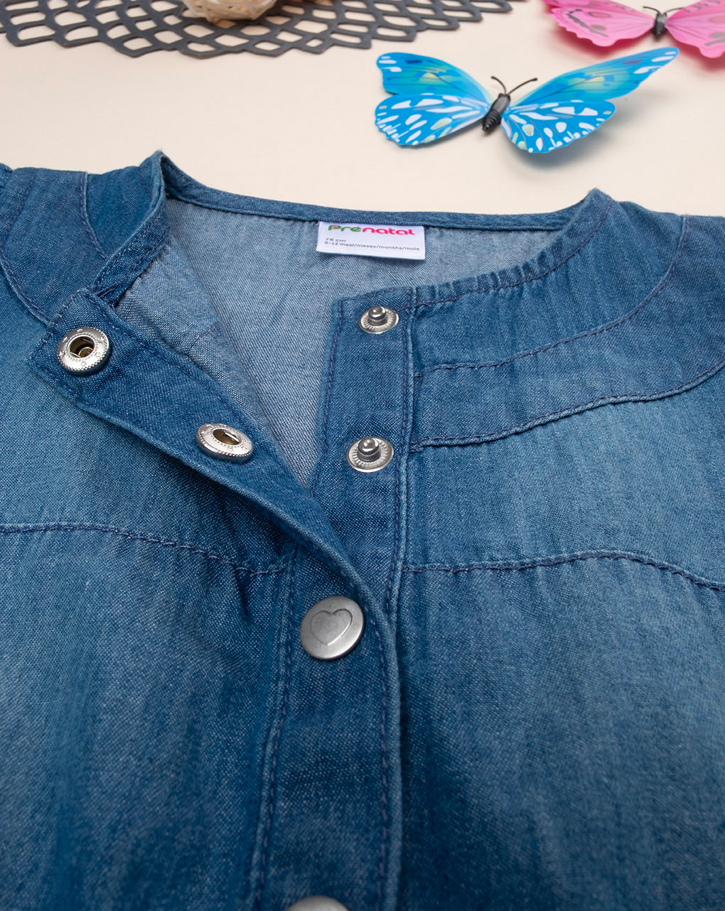 Tuta corta denim bimba