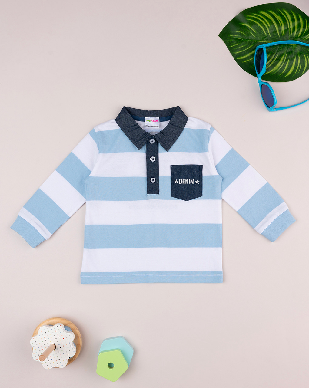 Polo rigata bimbo bianca/azzurra