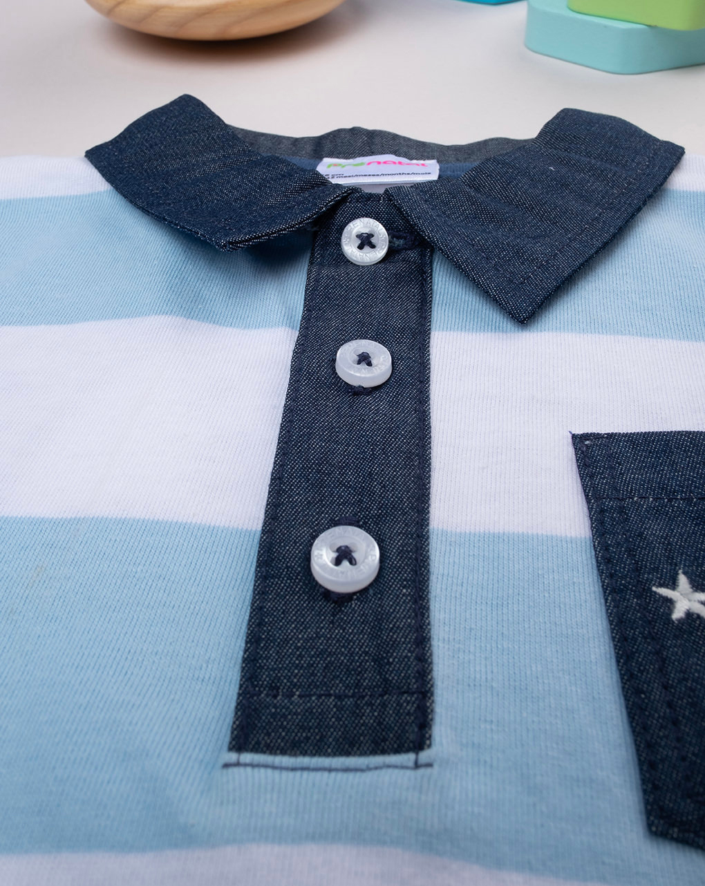 Polo rigata bimbo bianca/azzurra