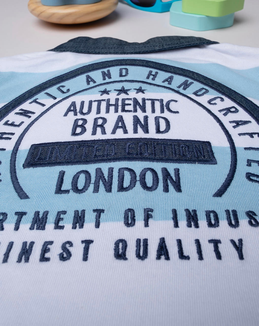 Polo rigata bimbo bianca/azzurra