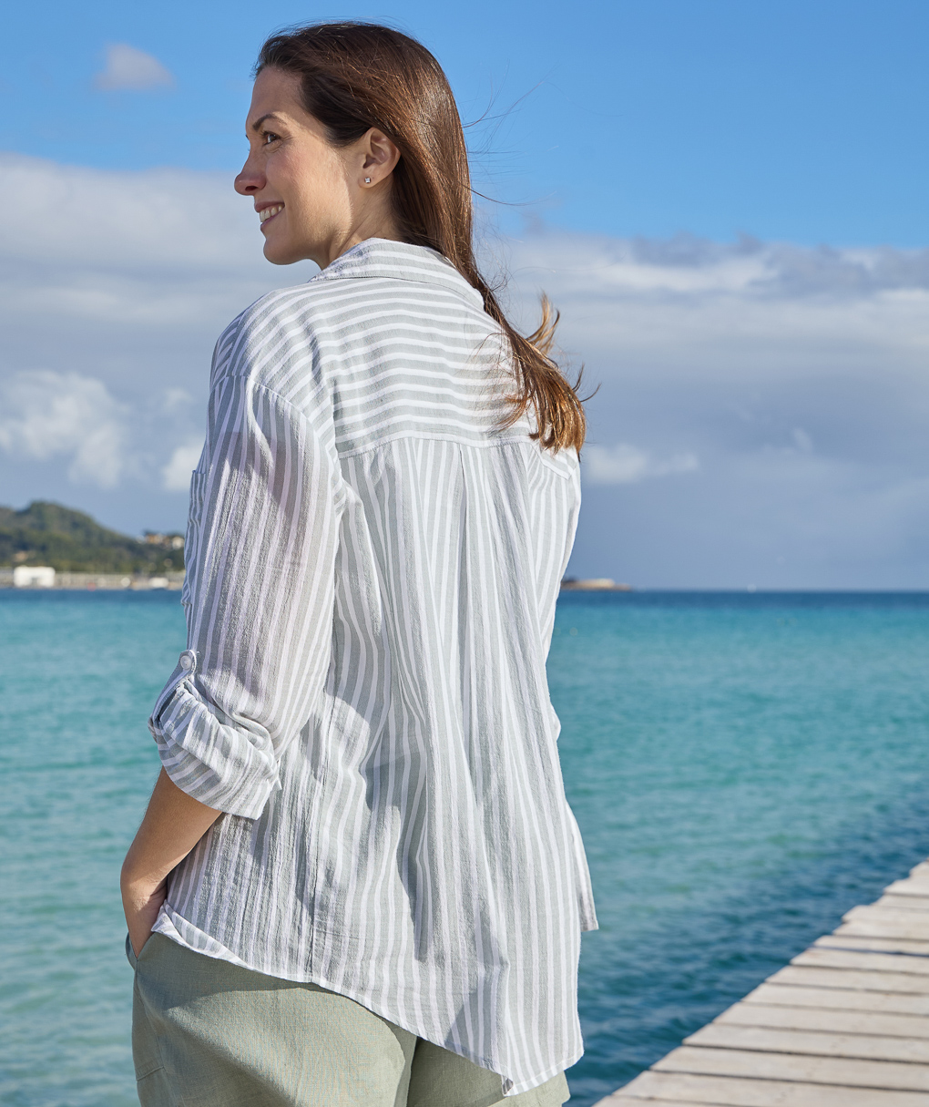 Camicia premaman allattamento a righe