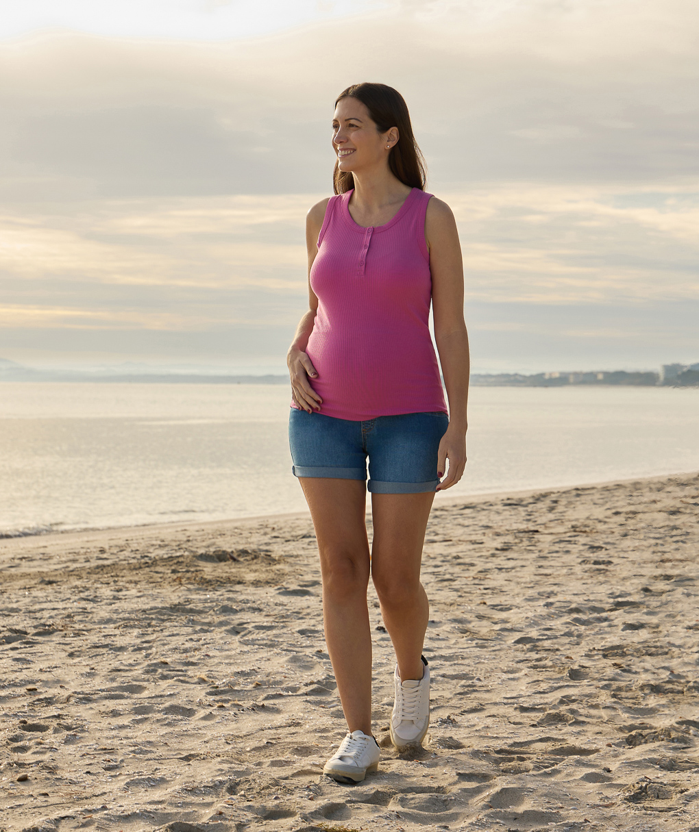 Tank top allattamento in cotone fucsia