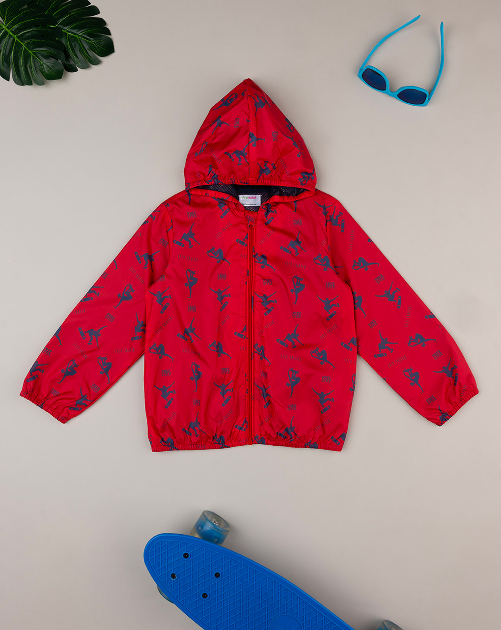 Kway bambino rosso con cappuccio