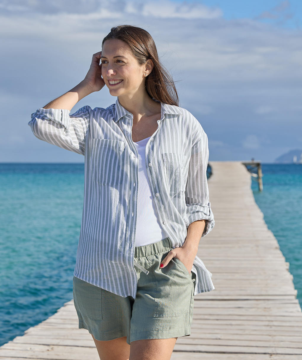 Camicia premaman allattamento a righe