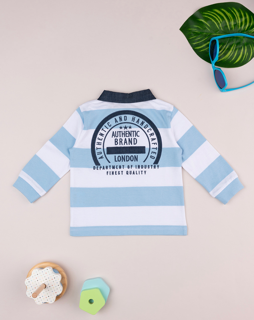 Polo rigata bimbo bianca/azzurra
