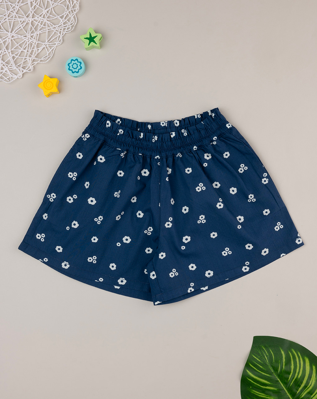 Shorts blu bambina con allover