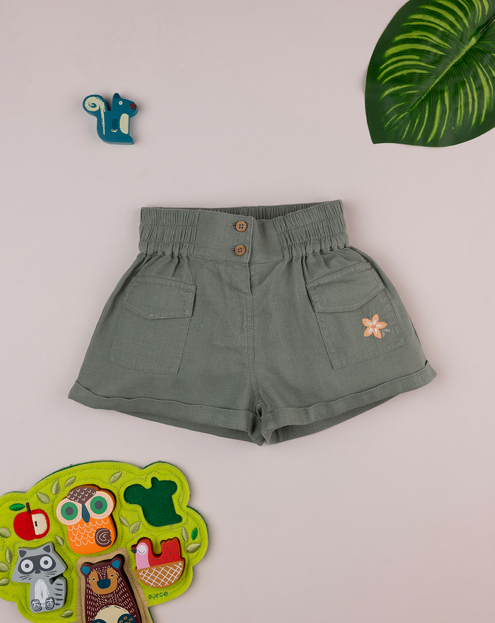 Pantaloncini verdi lino bimba