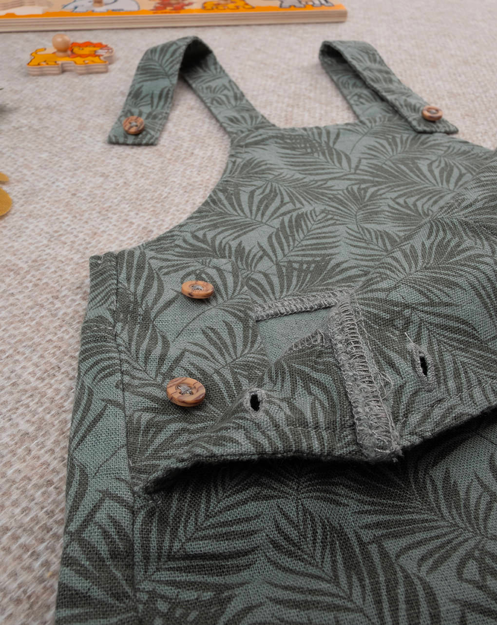 Salopette lino bimbo verde