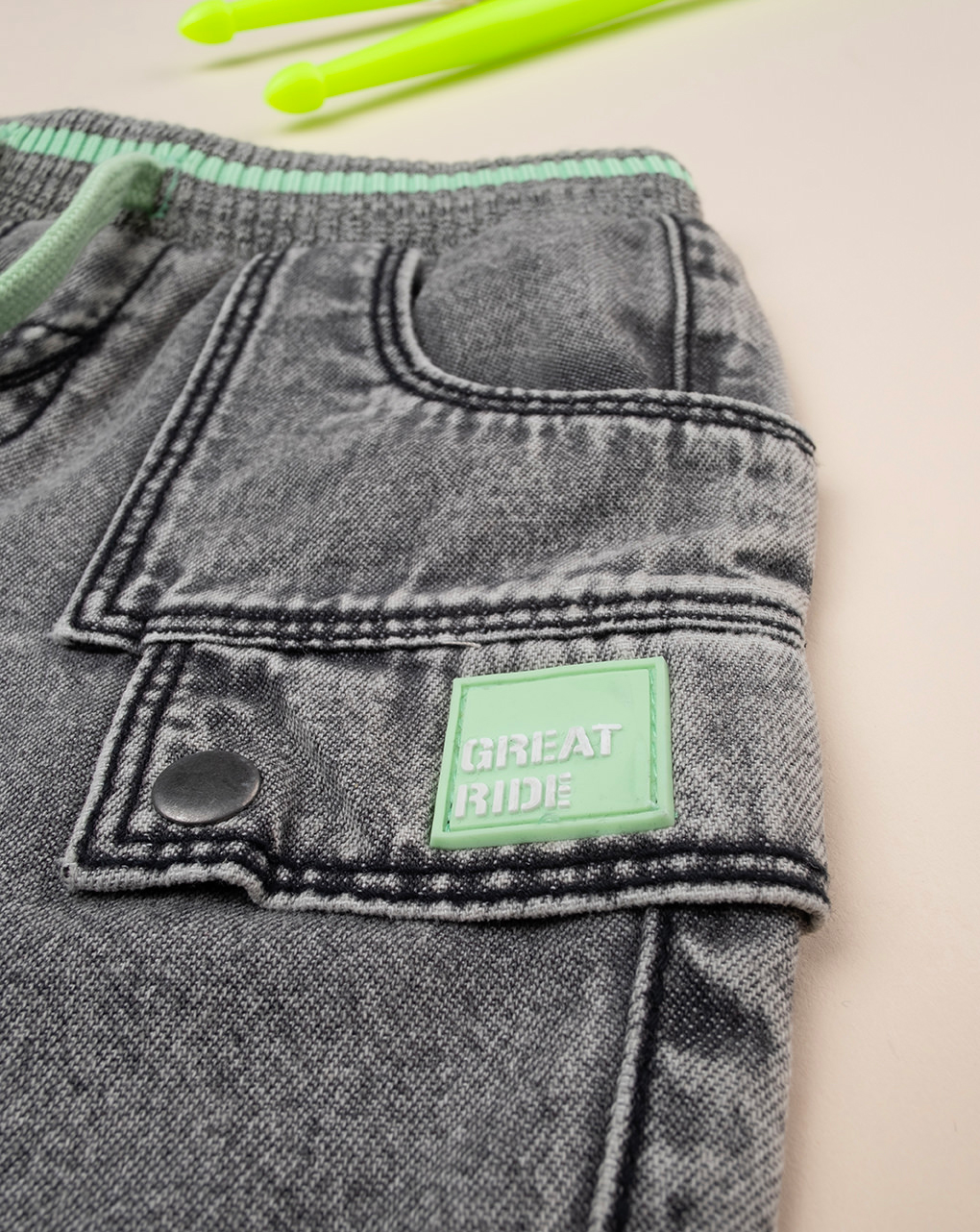 Bermuda bimbo denim grigio