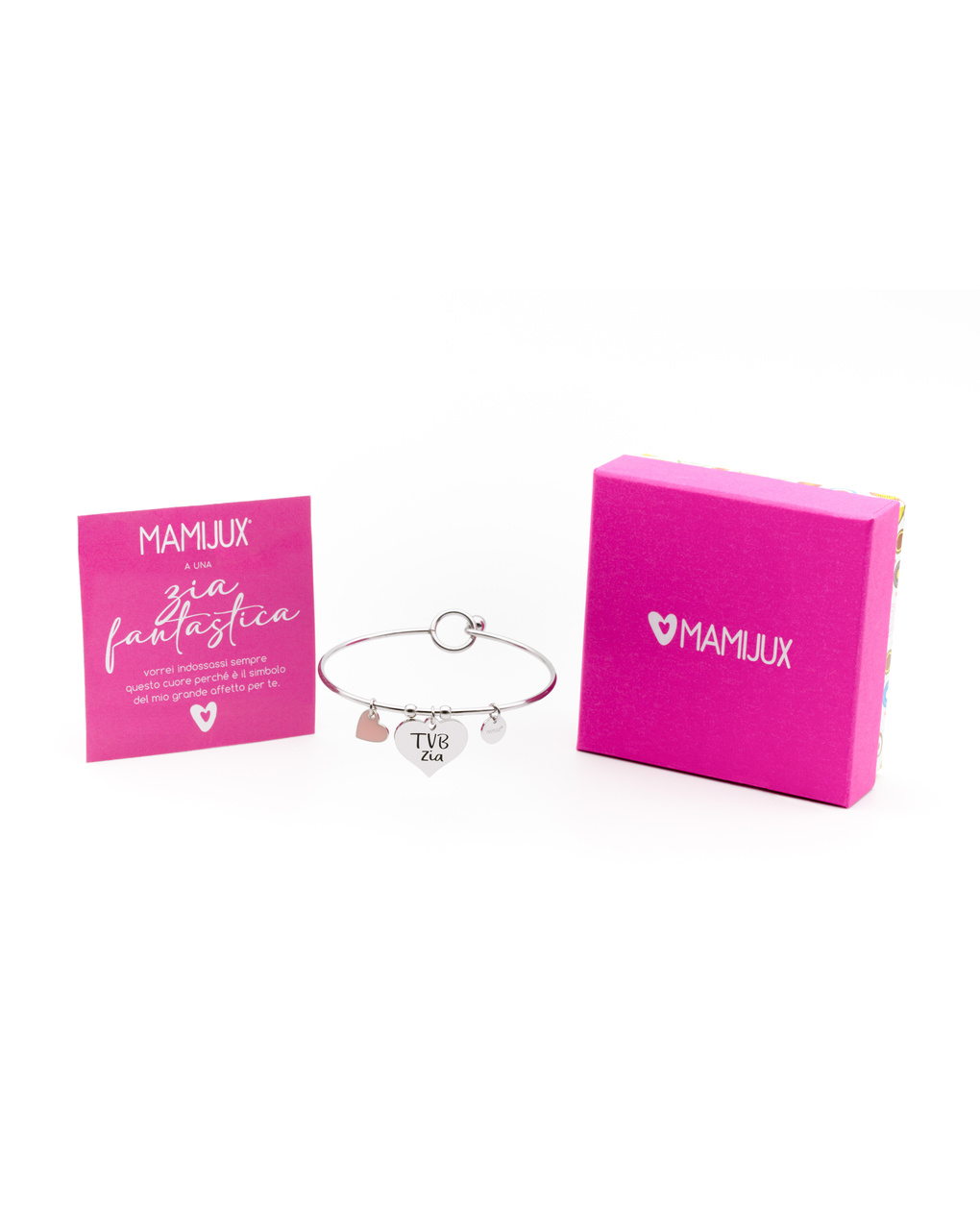 Bracciale in acciaio tvb zia ciondolo forma di cuore - mamijux