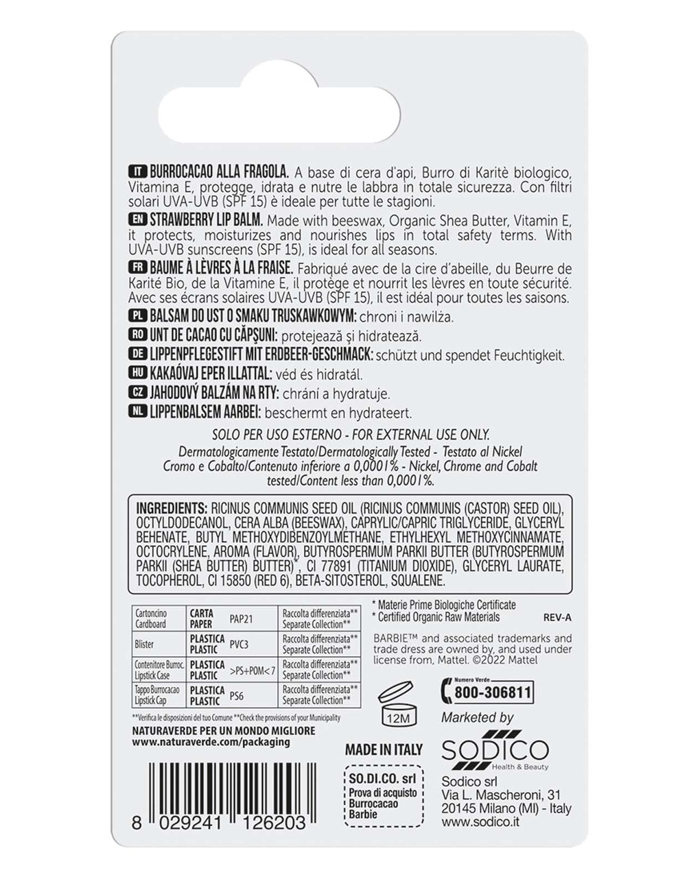 Burrocacao alla fragola barbie - naturaverde