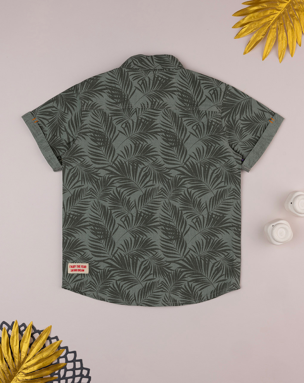 Camicia bambino verde allover